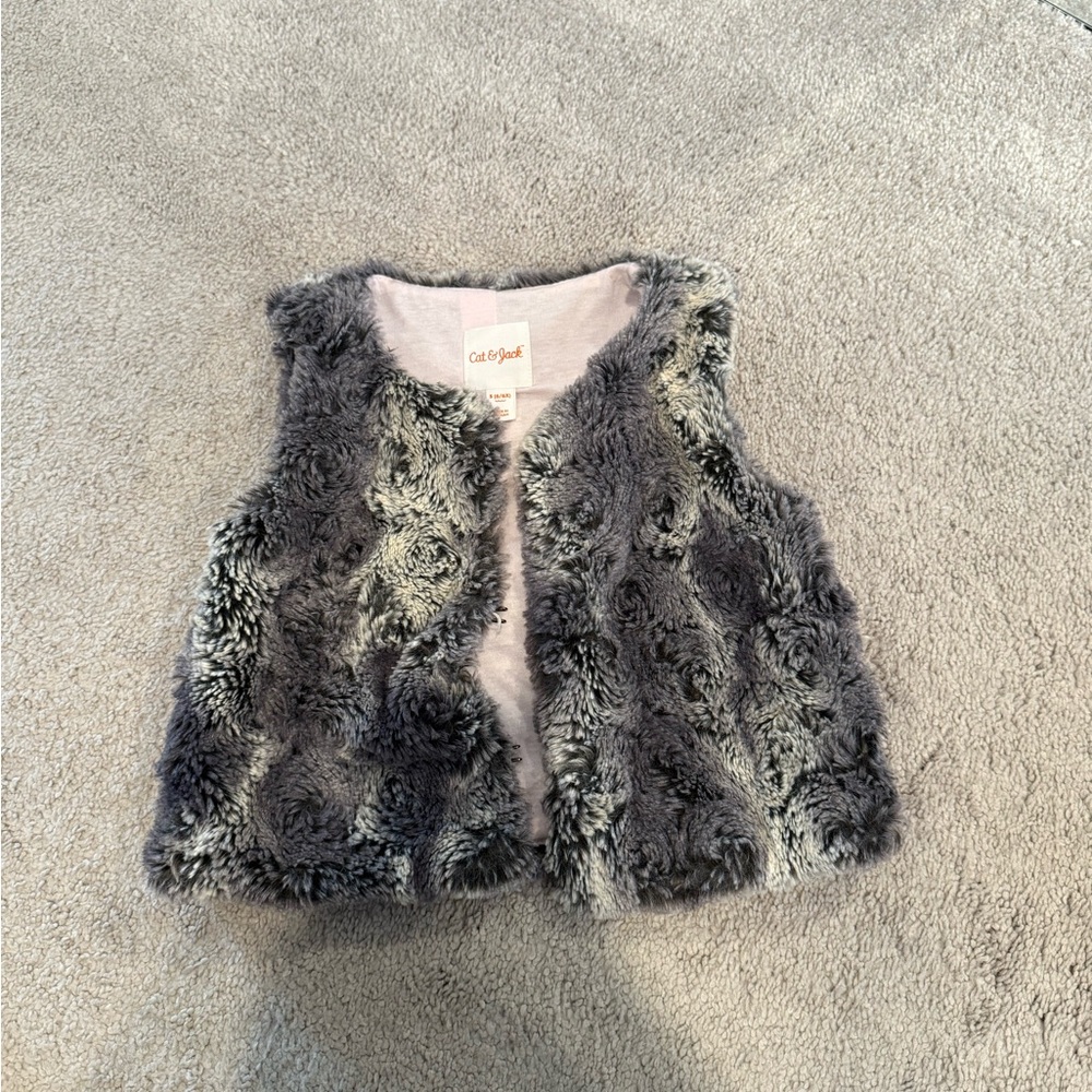 Cat & Jack Charcoal Faux Fur Kids Vest